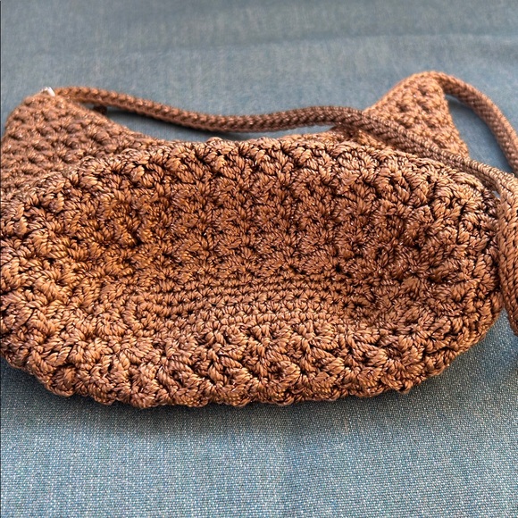 The Sak Vintage Boho Crochet Shoulder Beige Metallic Thread Purse - Picture 16 of 16